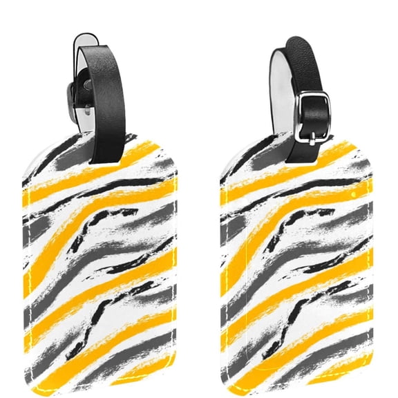 Square 2Pack PU Leather Brush Texture Trible Cruise Luggage Tag with Privacy Cover and Name ID Tag for Travel Handbags Backpacks Luggage Tags