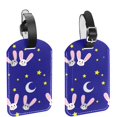 thumbnail image 1 of Square 2Pack PU Leather Bunny Rabit Animal Cruise Luggage Tag with Privacy Cover and Name ID Tag for Travel Handbags Backpacks Luggage Tags, 1 of 6