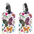 thumbnail image 1 of Square 2Pack PU Leather Butterfly Cruise Luggage Tag with Privacy Cover and Name ID Tag for Travel Handbags Backpacks Luggage Tags, 1 of 6
