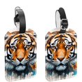 thumbnail image 1 of Square 2Pack PU Leather Butterfly and Tiger Cruise Luggage Tag with Privacy Cover and Name ID Tag for Travel Handbags Backpacks Luggage Tags, 1 of 6