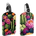thumbnail image 1 of Square 2Pack PU Leather Cactus Cruise Luggage Tag with Privacy Cover and Name ID Tag for Travel Handbags Backpacks Luggage Tags, 1 of 6