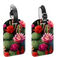 thumbnail image 1 of Square 2Pack PU Leather Cactus Cruise Luggage Tag with Privacy Cover and Name ID Tag for Travel Handbags Backpacks Luggage Tags, 1 of 6