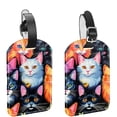 thumbnail image 1 of Square 2Pack PU Leather Cartoon Cat Cruise Luggage Tag with Privacy Cover and Name ID Tag for Travel Handbags Backpacks Luggage Tags, 1 of 6