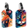 thumbnail image 1 of Square 2Pack PU Leather Cartoon Cat Cruise Luggage Tag with Privacy Cover and Name ID Tag for Travel Handbags Backpacks Luggage Tags, 1 of 6