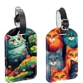 thumbnail image 1 of Square 2Pack PU Leather Cartoon Cat Cruise Luggage Tag with Privacy Cover and Name ID Tag for Travel Handbags Backpacks Luggage Tags, 1 of 6