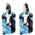 thumbnail image 1 of Square 2Pack PU Leather Cartoon Cow Cruise Luggage Tag with Privacy Cover and Name ID Tag for Travel Handbags Backpacks Luggage Tags, 1 of 6