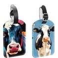 thumbnail image 1 of Square 2Pack PU Leather Cartoon Cow Cruise Luggage Tag with Privacy Cover and Name ID Tag for Travel Handbags Backpacks Luggage Tags, 1 of 6
