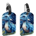 thumbnail image 1 of Square 2Pack PU Leather Cartoon Dinosaur Cruise Luggage Tag with Privacy Cover and Name ID Tag for Travel Handbags Backpacks Luggage Tags, 1 of 6