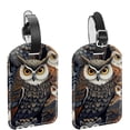 thumbnail image 1 of Square 2Pack PU Leather Cartoon Owl Cruise Luggage Tag with Privacy Cover and Name ID Tag for Travel Handbags Backpacks Luggage Tags, 1 of 6