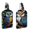 thumbnail image 1 of Square 2Pack PU Leather Cartoon Owl Cruise Luggage Tag with Privacy Cover and Name ID Tag for Travel Handbags Backpacks Luggage Tags, 1 of 6