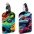 thumbnail image 1 of Square 2Pack PU Leather Chameleon Cruise Luggage Tag with Privacy Cover and Name ID Tag for Travel Handbags Backpacks Luggage Tags, 1 of 6