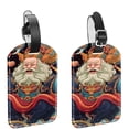 thumbnail image 1 of Square 2Pack PU Leather Chinese God of Wealth Cruise Luggage Tag with Privacy Cover and Name ID Tag for Travel Handbags Backpacks Luggage Tags, 1 of 6
