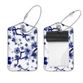 thumbnail image 1 of Square 2Pack PU Leather Chinese Ink Paint Plum Cruise Luggage Tag with Privacy Cover and Stainless Steel Ring - Suitable for Travel Handbags Backpacks Luggage Tags, 1 of 6