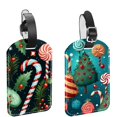 thumbnail image 1 of Square 2Pack PU Leather Christmas Candy Cruise Luggage Tag with Privacy Cover and Name ID Tag for Travel Handbags Backpacks Luggage Tags, 1 of 6
