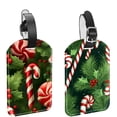 thumbnail image 1 of Square 2Pack PU Leather Christmas Candy Cruise Luggage Tag with Privacy Cover and Name ID Tag for Travel Handbags Backpacks Luggage Tags, 1 of 6