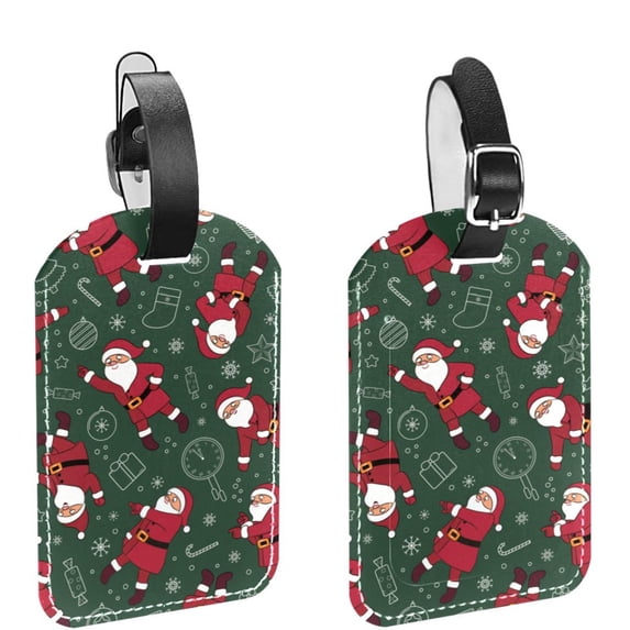 Square 2Pack PU Leather Christmas Cruise Luggage Tag with Privacy Cover and Name ID Tag for Travel Handbags Backpacks Luggage Tags
