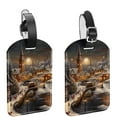 thumbnail image 1 of Square 2Pack PU Leather Christmas Night Cruise Luggage Tag with Privacy Cover and Name ID Tag for Travel Handbags Backpacks Luggage Tags, 1 of 6