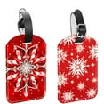 thumbnail image 1 of Square 2Pack PU Leather Christmas Snowflakes Cruise Luggage Tag with Privacy Cover and Name ID Tag for Travel Handbags Backpacks Luggage Tags, 1 of 6
