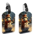 thumbnail image 1 of Square 2Pack PU Leather Christmas Snowman Cruise Luggage Tag with Privacy Cover and Name ID Tag for Travel Handbags Backpacks Luggage Tags, 1 of 6