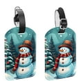 thumbnail image 1 of Square 2Pack PU Leather Christmas Snowman Cruise Luggage Tag with Privacy Cover and Name ID Tag for Travel Handbags Backpacks Luggage Tags, 1 of 6