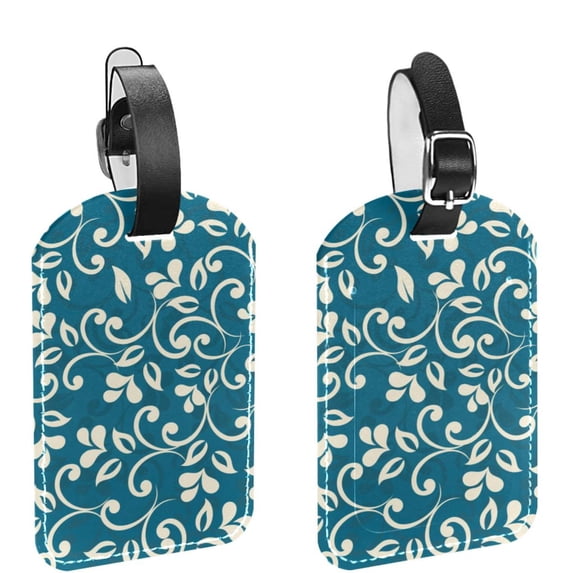 Square 2Pack PU Leather Classical Pattern Cruise Luggage Tag with Privacy Cover and Name ID Tag for Travel Handbags Backpacks Luggage Tags