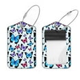 thumbnail image 1 of Square 2Pack PU Leather Colorful Butterflies Cruise Luggage Tag with Privacy Cover and Stainless Steel Ring - Suitable for Travel Handbags Backpacks Luggage Tags, 1 of 6