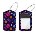 thumbnail image 1 of Square 2Pack PU Leather Colorful Dia Muertos Cruise Luggage Tag with Privacy Cover and Stainless Steel Ring - Suitable for Travel Handbags Backpacks Luggage Tags, 1 of 6