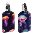 thumbnail image 1 of Square 2Pack PU Leather Colorful Jellyfish Cruise Luggage Tag with Privacy Cover and Name ID Tag for Travel Handbags Backpacks Luggage Tags, 1 of 6