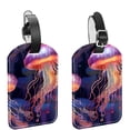 thumbnail image 1 of Square 2Pack PU Leather Colorful Jellyfish Cruise Luggage Tag with Privacy Cover and Name ID Tag for Travel Handbags Backpacks Luggage Tags, 1 of 6