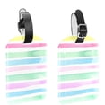 thumbnail image 1 of Square 2Pack PU Leather Colorful Lines Cruise Luggage Tag with Privacy Cover and Name ID Tag for Travel Handbags Backpacks Luggage Tags, 1 of 6