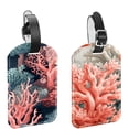 thumbnail image 1 of Square 2Pack PU Leather Coral Cruise Luggage Tag with Privacy Cover and Name ID Tag for Travel Handbags Backpacks Luggage Tags, 1 of 6