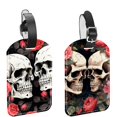 thumbnail image 1 of Square 2Pack PU Leather Couple Skulls Cruise Luggage Tag with Privacy Cover and Name ID Tag for Travel Handbags Backpacks Luggage Tags, 1 of 6