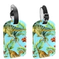thumbnail image 1 of Square 2Pack PU Leather Dinosaur Cruise Luggage Tag with Privacy Cover and Name ID Tag for Travel Handbags Backpacks Luggage Tags, 1 of 6