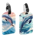 thumbnail image 1 of Square 2Pack PU Leather Dolphin Cruise Luggage Tag with Privacy Cover and Name ID Tag for Travel Handbags Backpacks Luggage Tags, 1 of 6