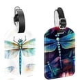thumbnail image 1 of Square 2Pack PU Leather Dragonfly Cruise Luggage Tag with Privacy Cover and Name ID Tag for Travel Handbags Backpacks Luggage Tags, 1 of 6