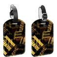 thumbnail image 1 of Square 2Pack PU Leather English Pattern Cruise Luggage Tag with Privacy Cover and Name ID Tag for Travel Handbags Backpacks Luggage Tags, 1 of 6