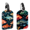 thumbnail image 1 of Square 2Pack PU Leather Fish Cruise Luggage Tag with Privacy Cover and Name ID Tag for Travel Handbags Backpacks Luggage Tags, 1 of 6