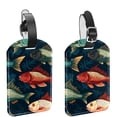 thumbnail image 1 of Square 2Pack PU Leather Fish Cruise Luggage Tag with Privacy Cover and Name ID Tag for Travel Handbags Backpacks Luggage Tags, 1 of 6