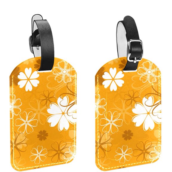 Square 2Pack PU Leather Floral Pattern Cruise Luggage Tag with Privacy Cover and Name ID Tag for Travel Handbags Backpacks Luggage Tags