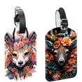 thumbnail image 1 of Square 2Pack PU Leather Flower Deer Cruise Luggage Tag with Privacy Cover and Name ID Tag for Travel Handbags Backpacks Luggage Tags, 1 of 6