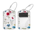 thumbnail image 1 of Square 2Pack PU Leather Flower Floral Stripe Cruise Luggage Tag with Privacy Cover and Stainless Steel Ring - Suitable for Travel Handbags Backpacks Luggage Tags, 1 of 6