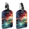 thumbnail image 1 of Square 2Pack PU Leather Galaxy Cruise Luggage Tag with Privacy Cover and Name ID Tag for Travel Handbags Backpacks Luggage Tags, 1 of 6