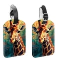 thumbnail image 1 of Square 2Pack PU Leather Giraffe Cruise Luggage Tag with Privacy Cover and Name ID Tag for Travel Handbags Backpacks Luggage Tags, 1 of 6