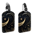 thumbnail image 1 of Square 2Pack PU Leather Golden Moon Cruise Luggage Tag with Privacy Cover and Name ID Tag for Travel Handbags Backpacks Luggage Tags, 1 of 6