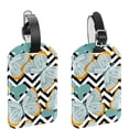 thumbnail image 1 of Square 2Pack PU Leather Gray-blue Butterflies Wings Cruise Luggage Tag with Privacy Cover and Name ID Tag for Travel Handbags Backpacks Luggage Tags, 1 of 6