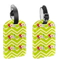 thumbnail image 1 of Square 2Pack PU Leather Green Zig Zag Stripes Cruise Luggage Tag with Privacy Cover and Name ID Tag for Travel Handbags Backpacks Luggage Tags, 1 of 6