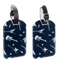 thumbnail image 1 of Square 2Pack PU Leather Guitar Music Navy Cruise Luggage Tag with Privacy Cover and Name ID Tag for Travel Handbags Backpacks Luggage Tags, 1 of 6