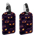 thumbnail image 1 of Square 2Pack PU Leather Halloween Black Cat Cruise Luggage Tag with Privacy Cover and Name ID Tag for Travel Handbags Backpacks Luggage Tags, 1 of 6