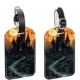 thumbnail image 1 of Square 2Pack PU Leather Halloween Castle Cruise Luggage Tag with Privacy Cover and Name ID Tag for Travel Handbags Backpacks Luggage Tags, 1 of 6