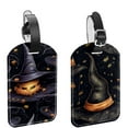 thumbnail image 1 of Square 2Pack PU Leather Halloween Witch Hat Cruise Luggage Tag with Privacy Cover and Name ID Tag for Travel Handbags Backpacks Luggage Tags, 1 of 6